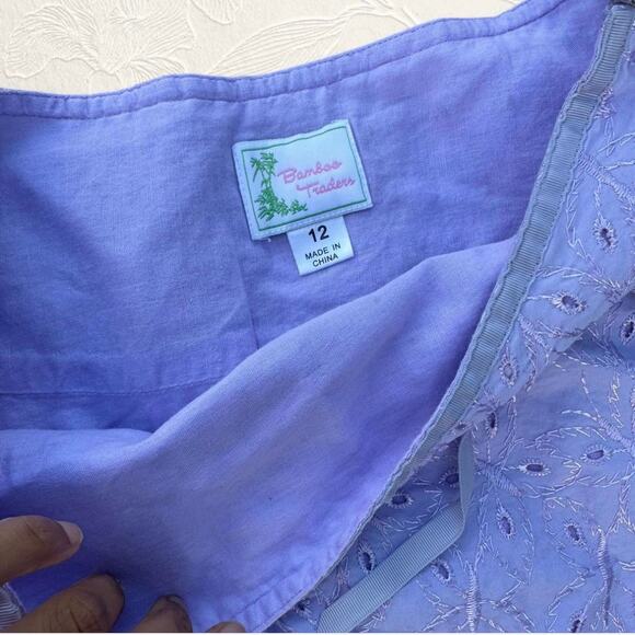 Lavender embroidered midi skirt with bow detail. - Picture 3 of 4